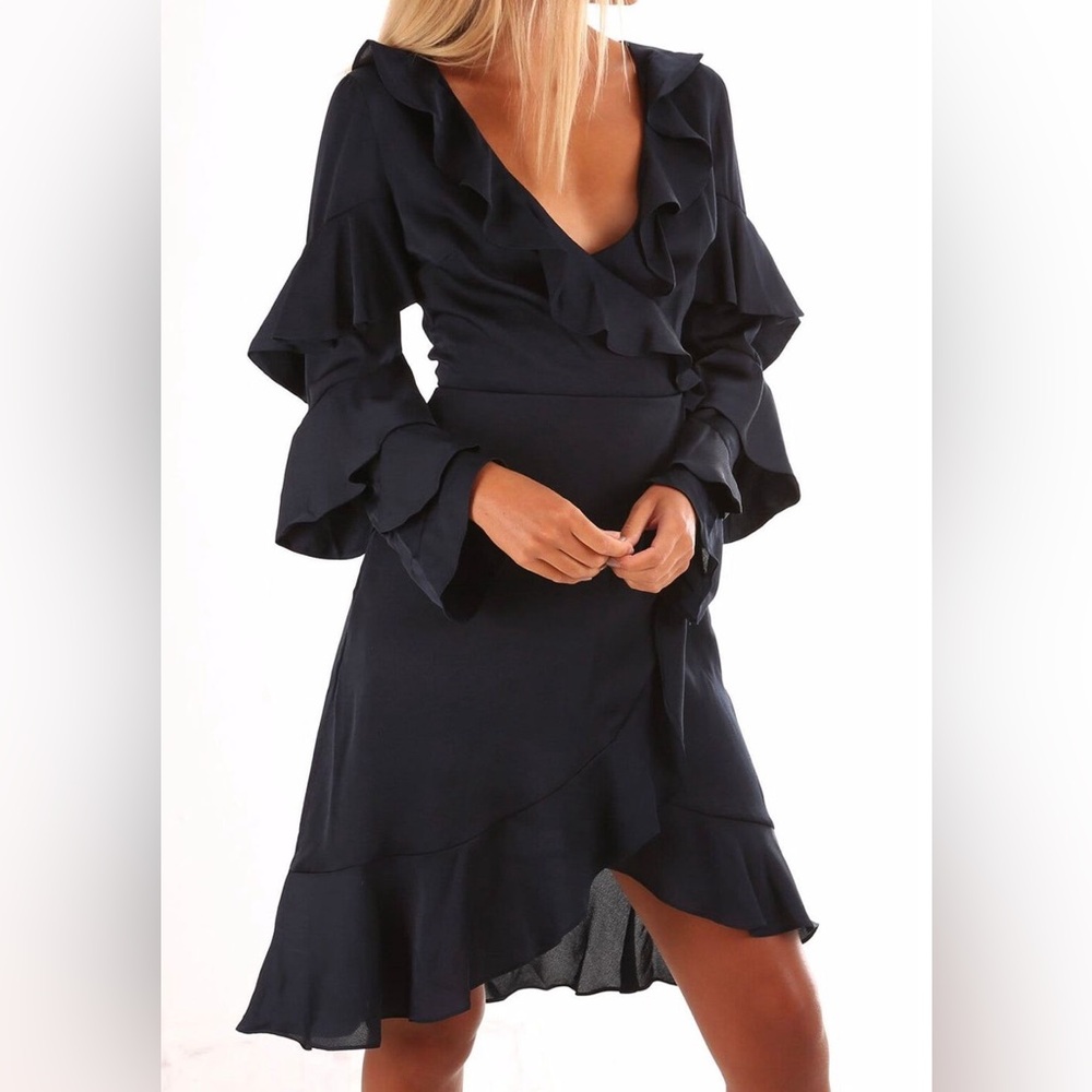 Anthropologie || Keepsake the Label Navy Love Bound Longsleeve Wrap Dress